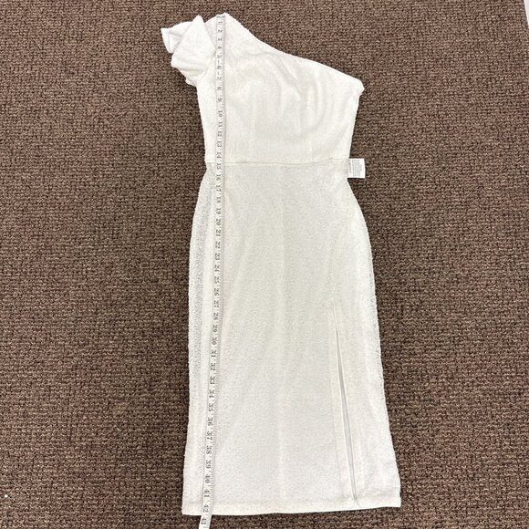 Mac Duggal Size 0 White 70162 One Shoulder Sequin Midi Cocktail Dress Wedding - Picture 7 of 10